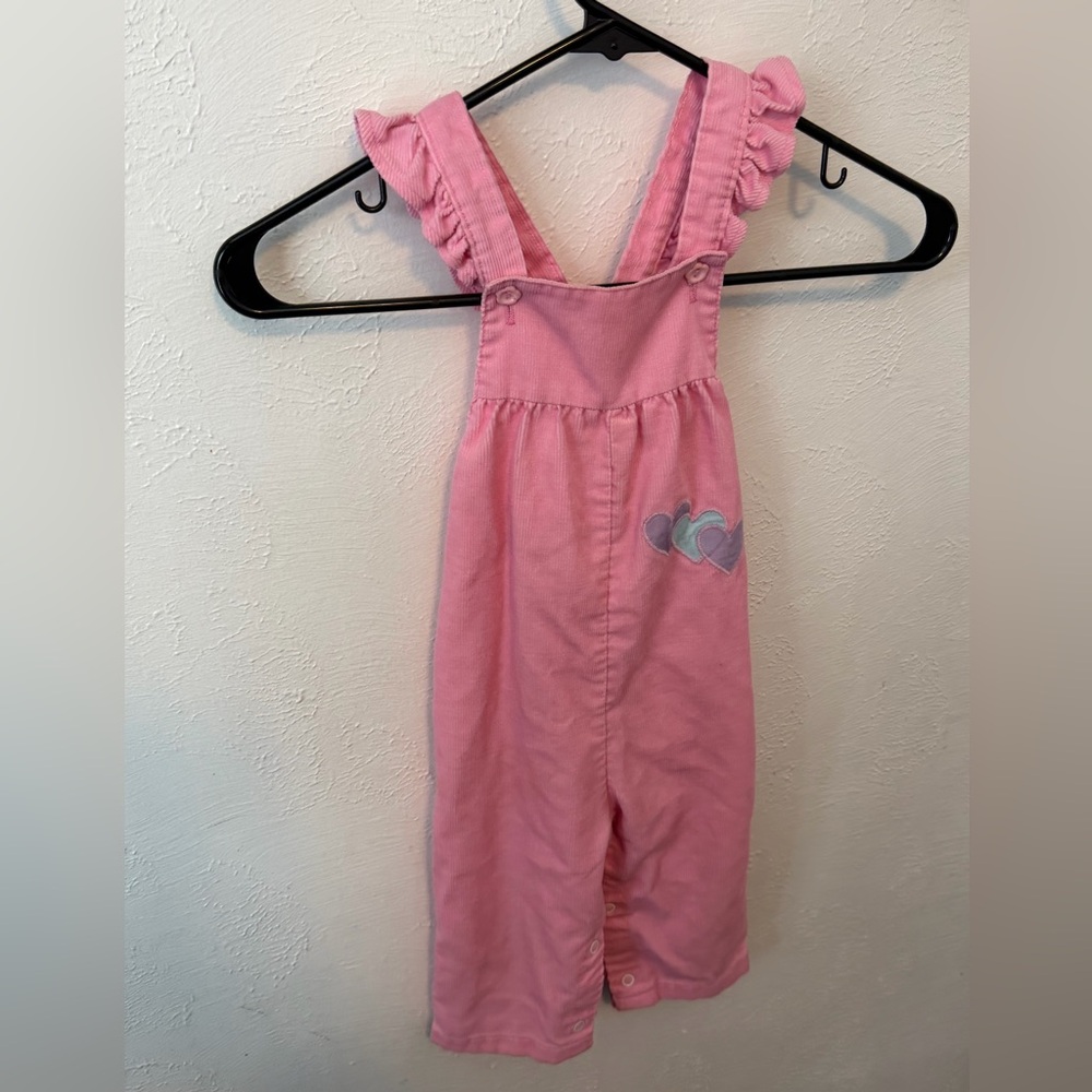 Pink Kids Vintage Crossback Heart Overalls
